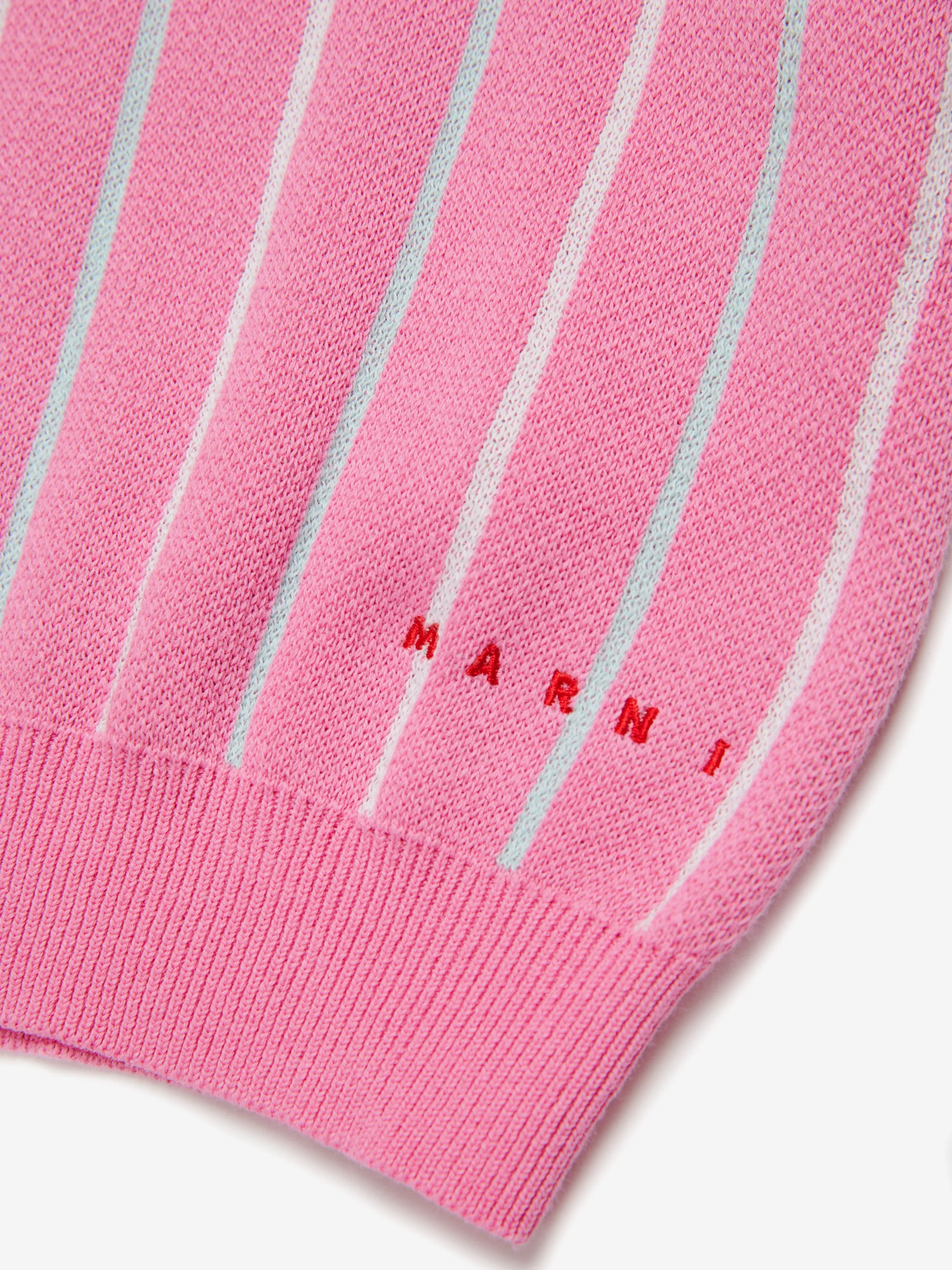 Girls Jacquard Stripe Knitted Jumper in Pink