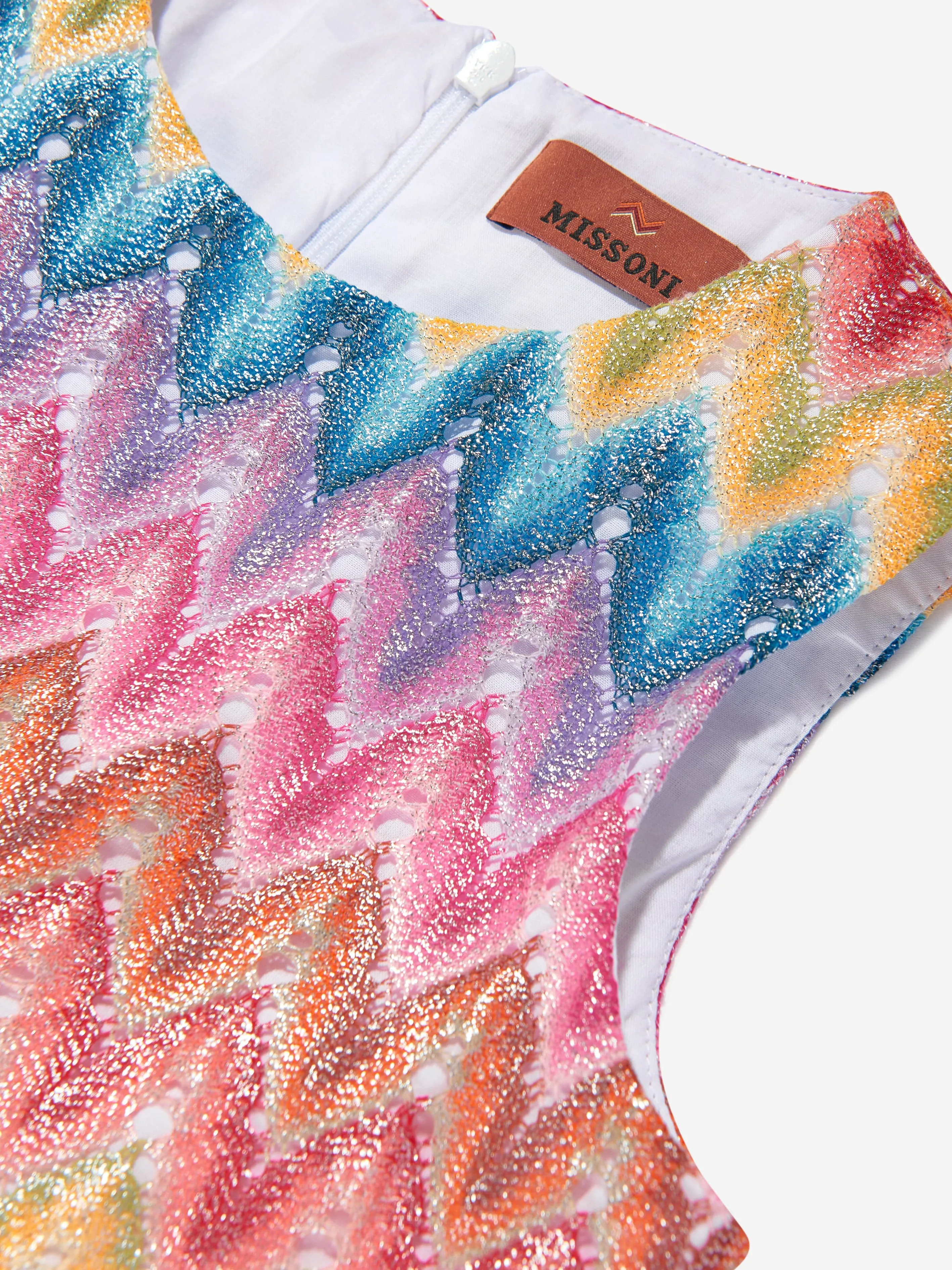 Girls Knitted Zigzag Dress in Multicolour