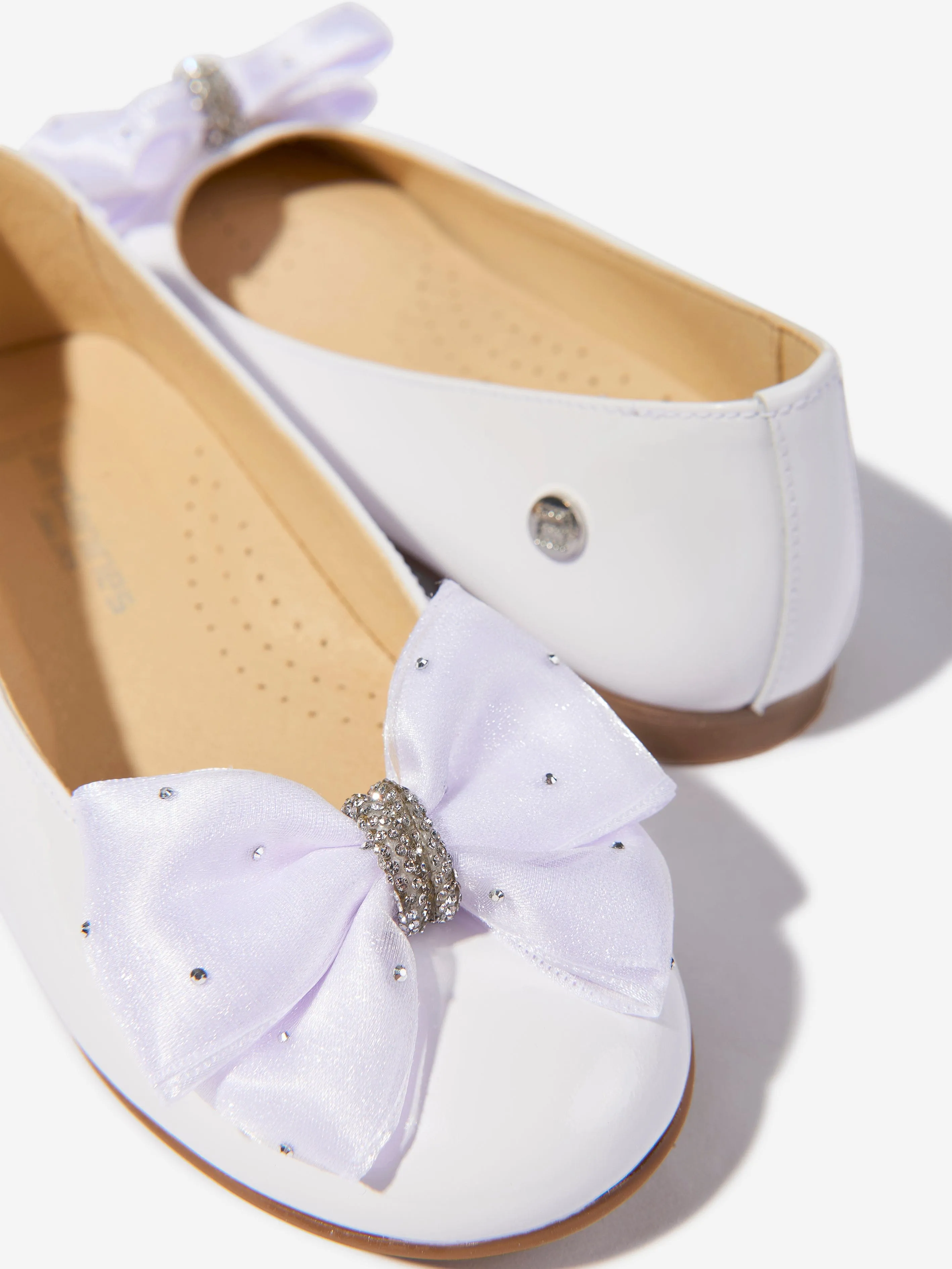 Girls Patent Leather Bow Ballerinas in White