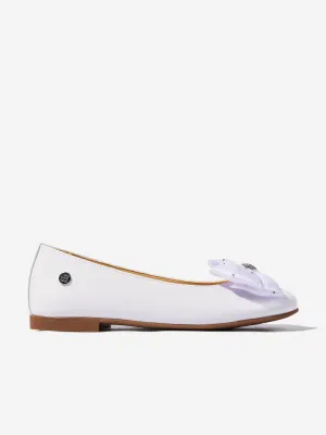 Girls Patent Leather Bow Ballerinas in White