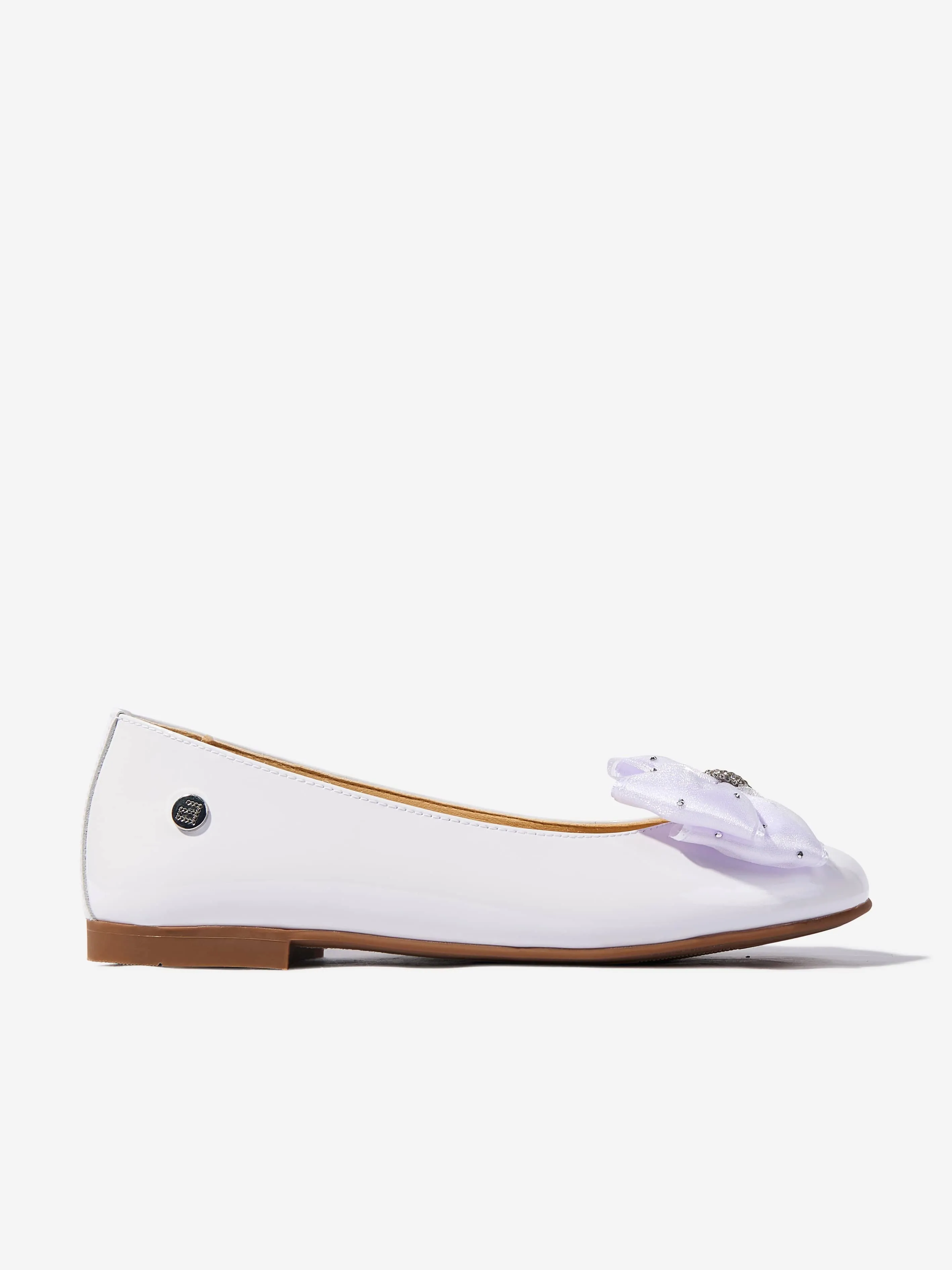 Girls Patent Leather Bow Ballerinas in White