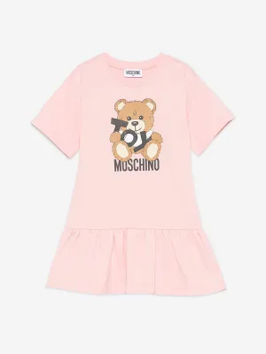 Girls Teddy Bear Logo Dress in Pink