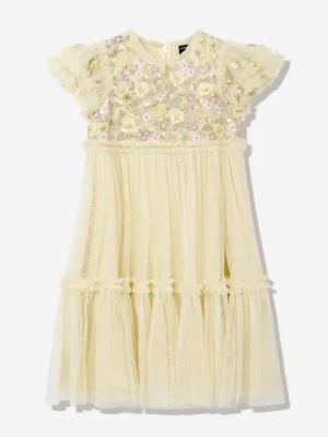 Girls Tulle Florine Bodice Dress in Yellow