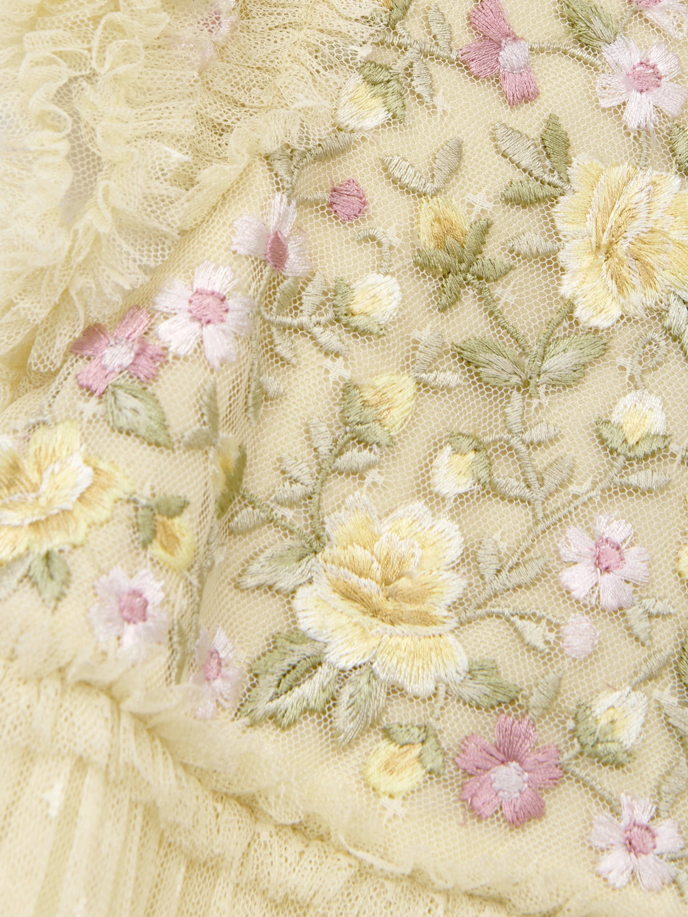 Girls Tulle Florine Bodice Dress in Yellow