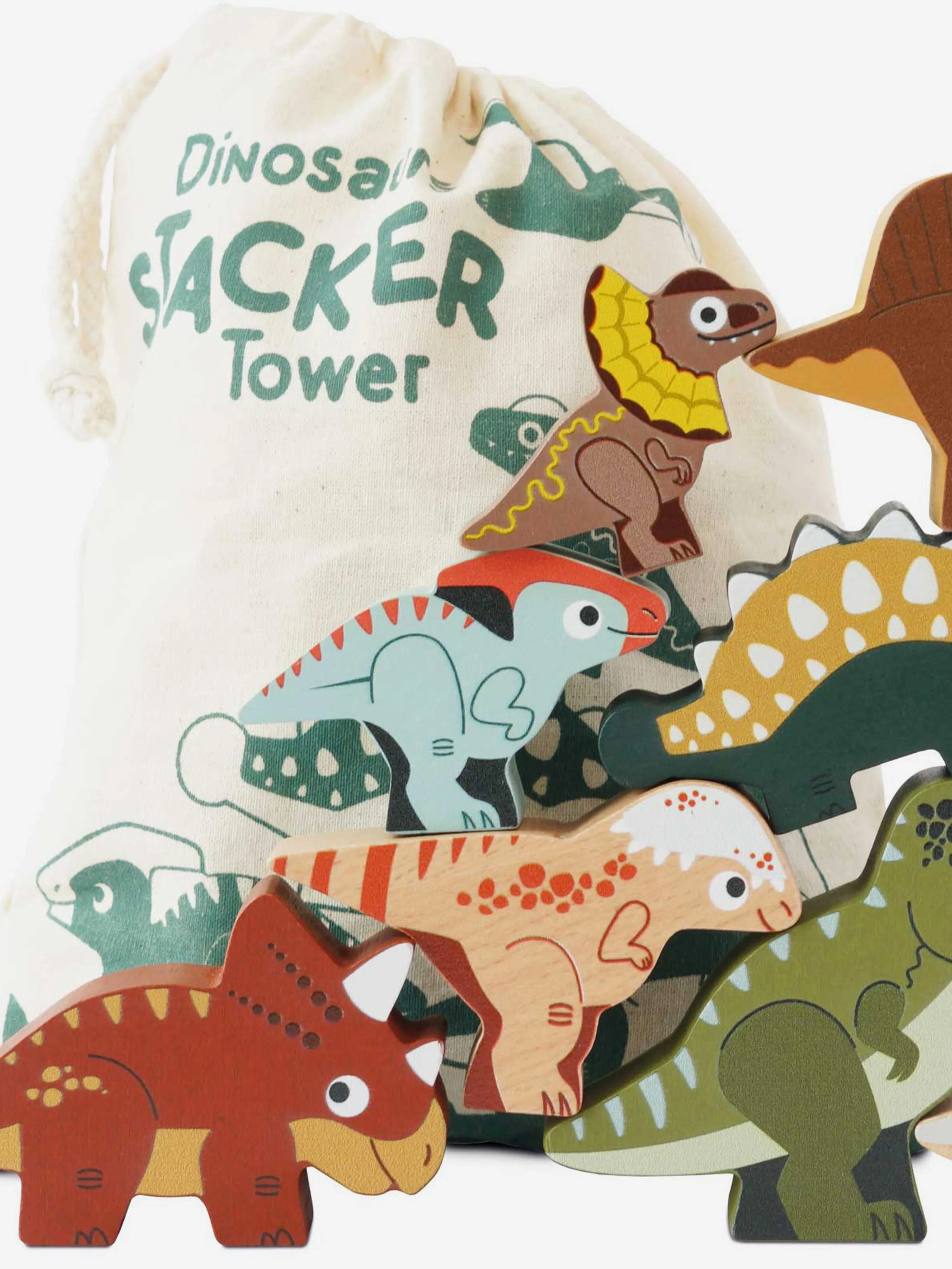 Jurassic Stacking Dinosaurs & Bag-10 Piece (W:9.6 x D:3 x H:7cm)