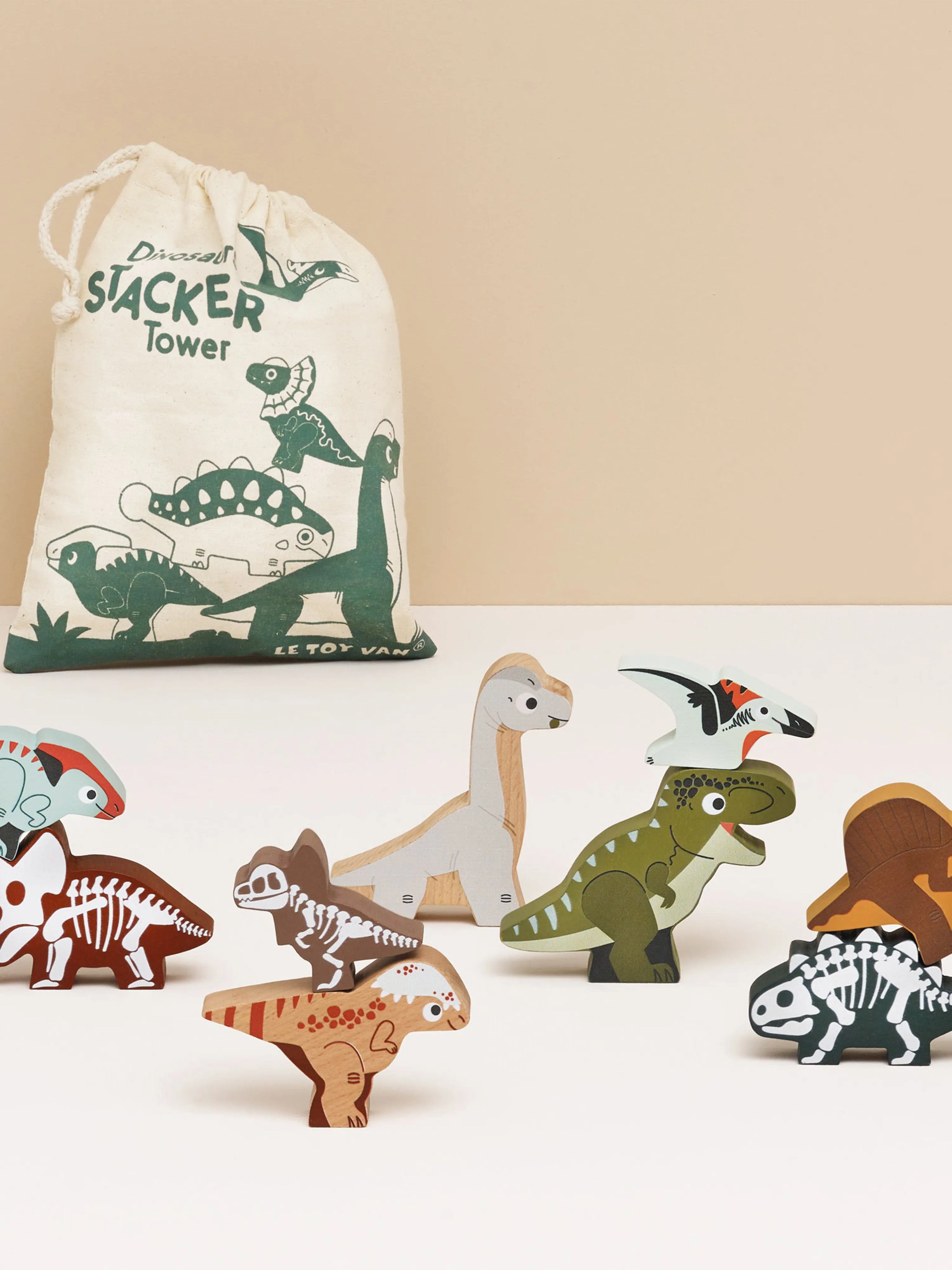Jurassic Stacking Dinosaurs & Bag-10 Piece (W:9.6 x D:3 x H:7cm)