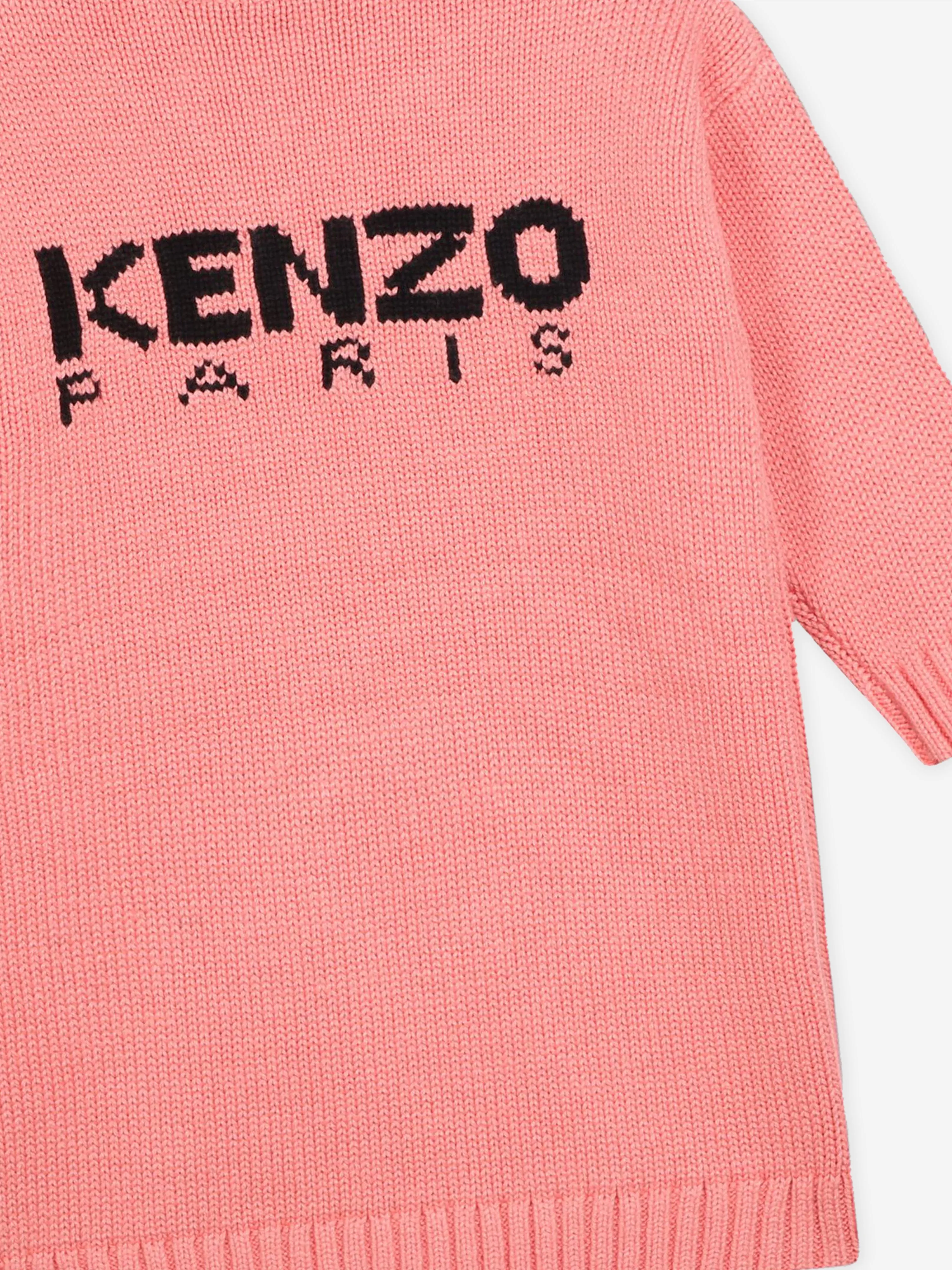 KENZO Baby Girls Boke Flower Knitted Dress in Pink