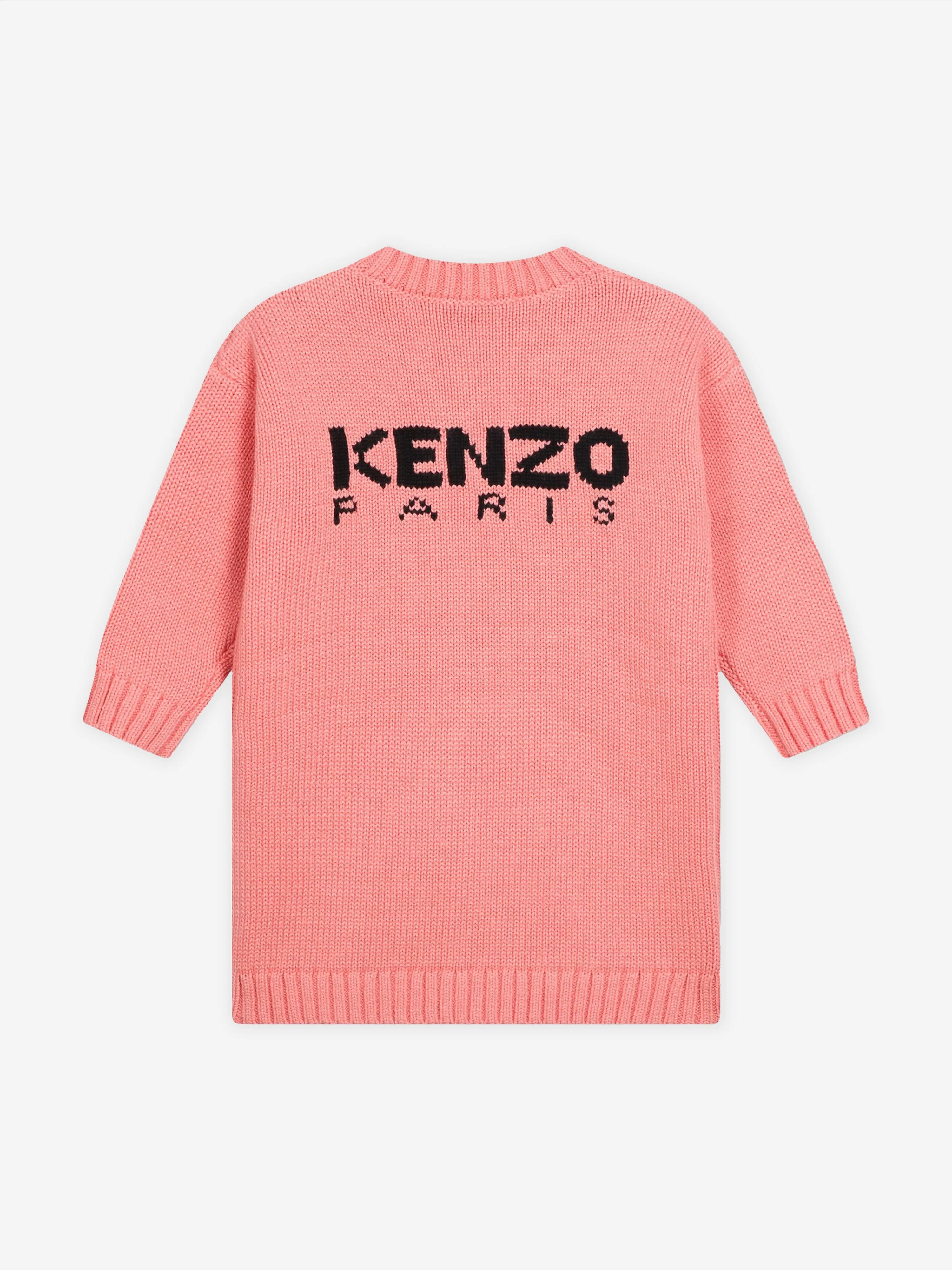 KENZO Baby Girls Boke Flower Knitted Dress in Pink