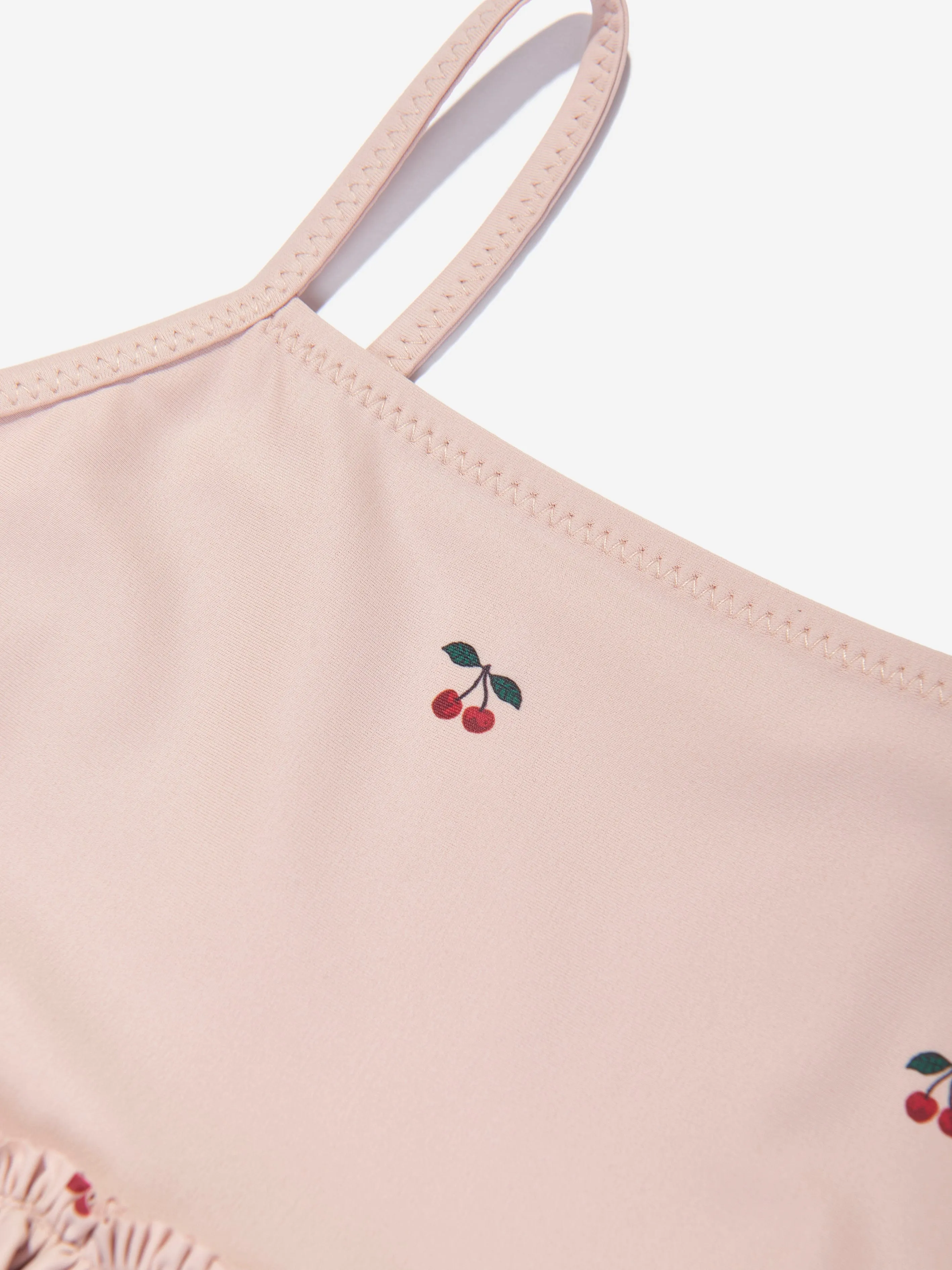Konges Sljd Girls Cherry Manuca Frill Swimsuit in Beige