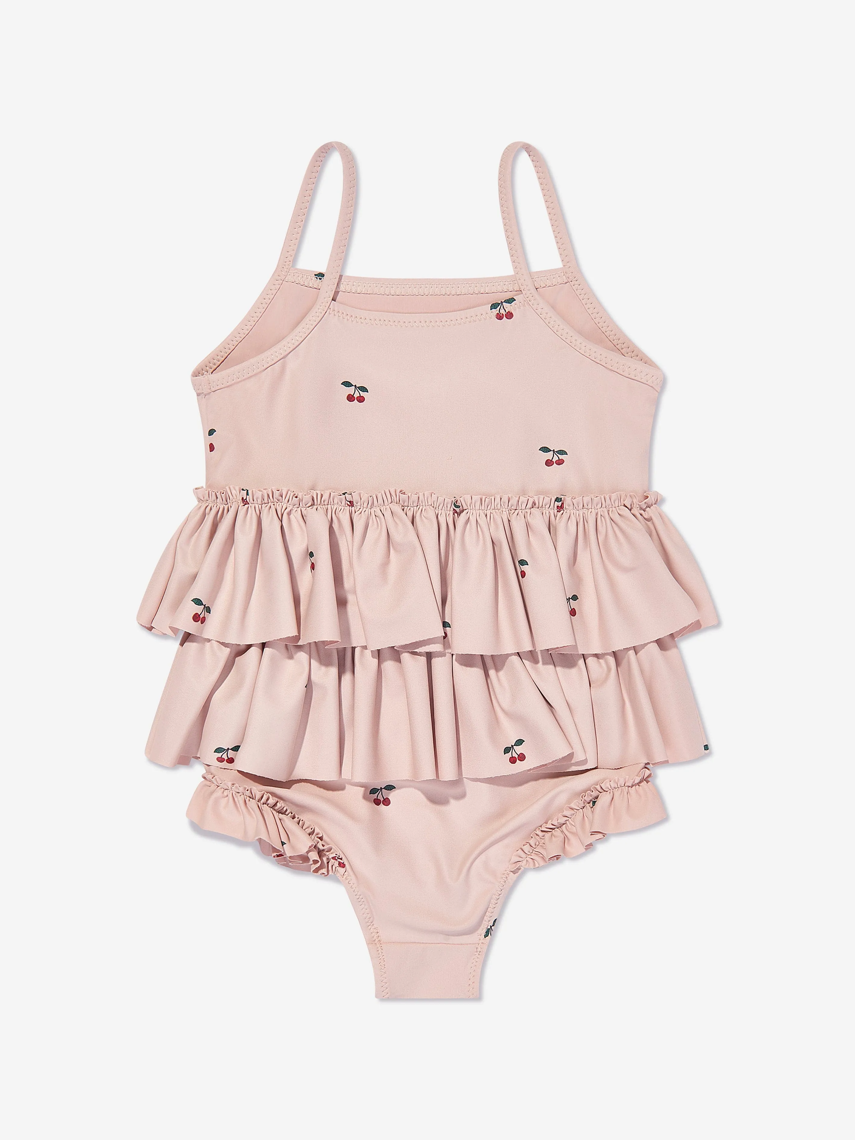 Konges Sljd Girls Cherry Manuca Frill Swimsuit in Beige