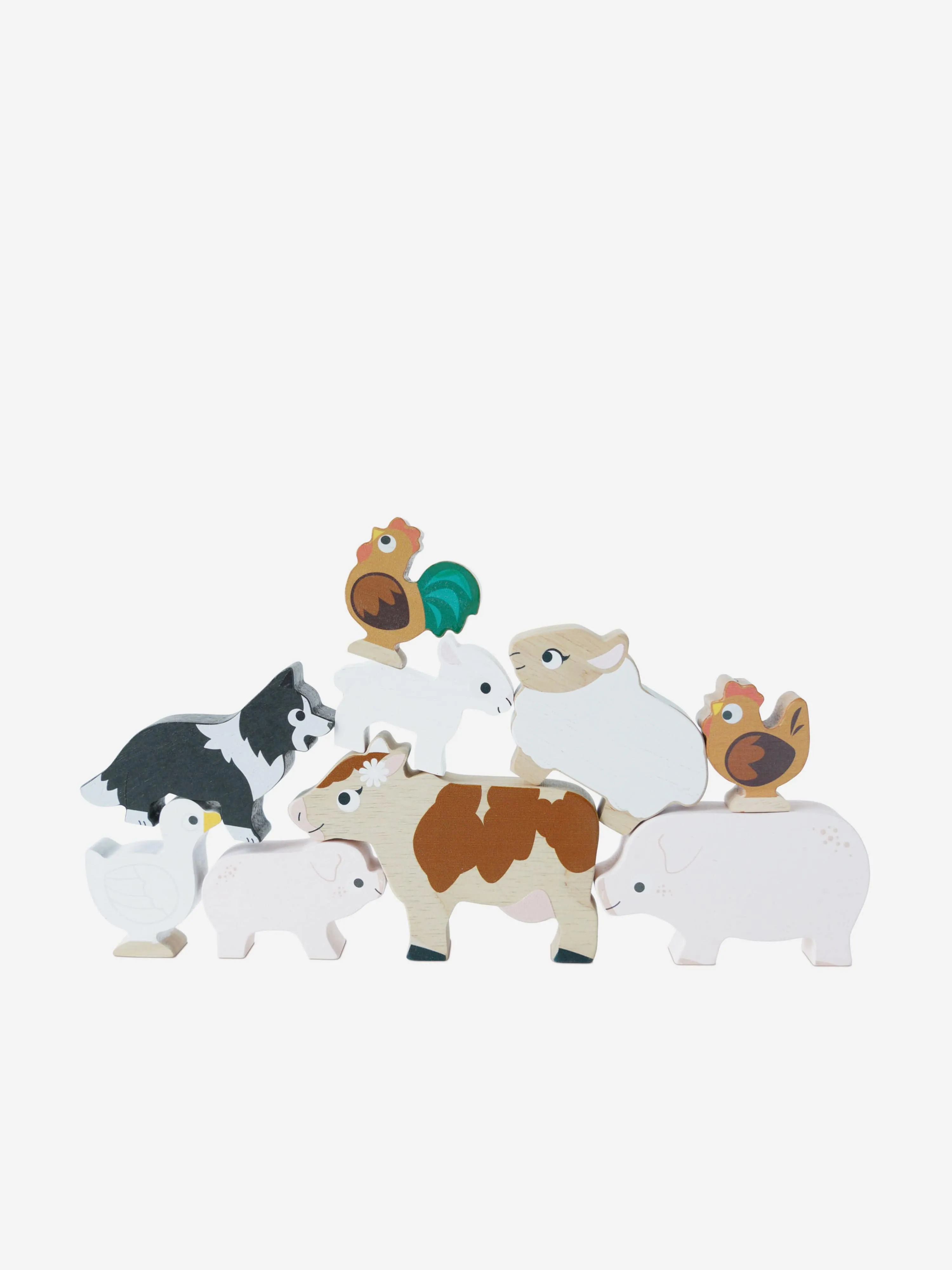 Le Toy Van Farmyard Stacking Animals & Bag-10 Piece (W:7 x D:2 x H:6cm)