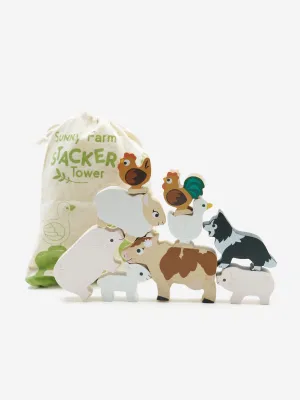 Le Toy Van Farmyard Stacking Animals & Bag-10 Piece (W:7 x D:2 x H:6cm)