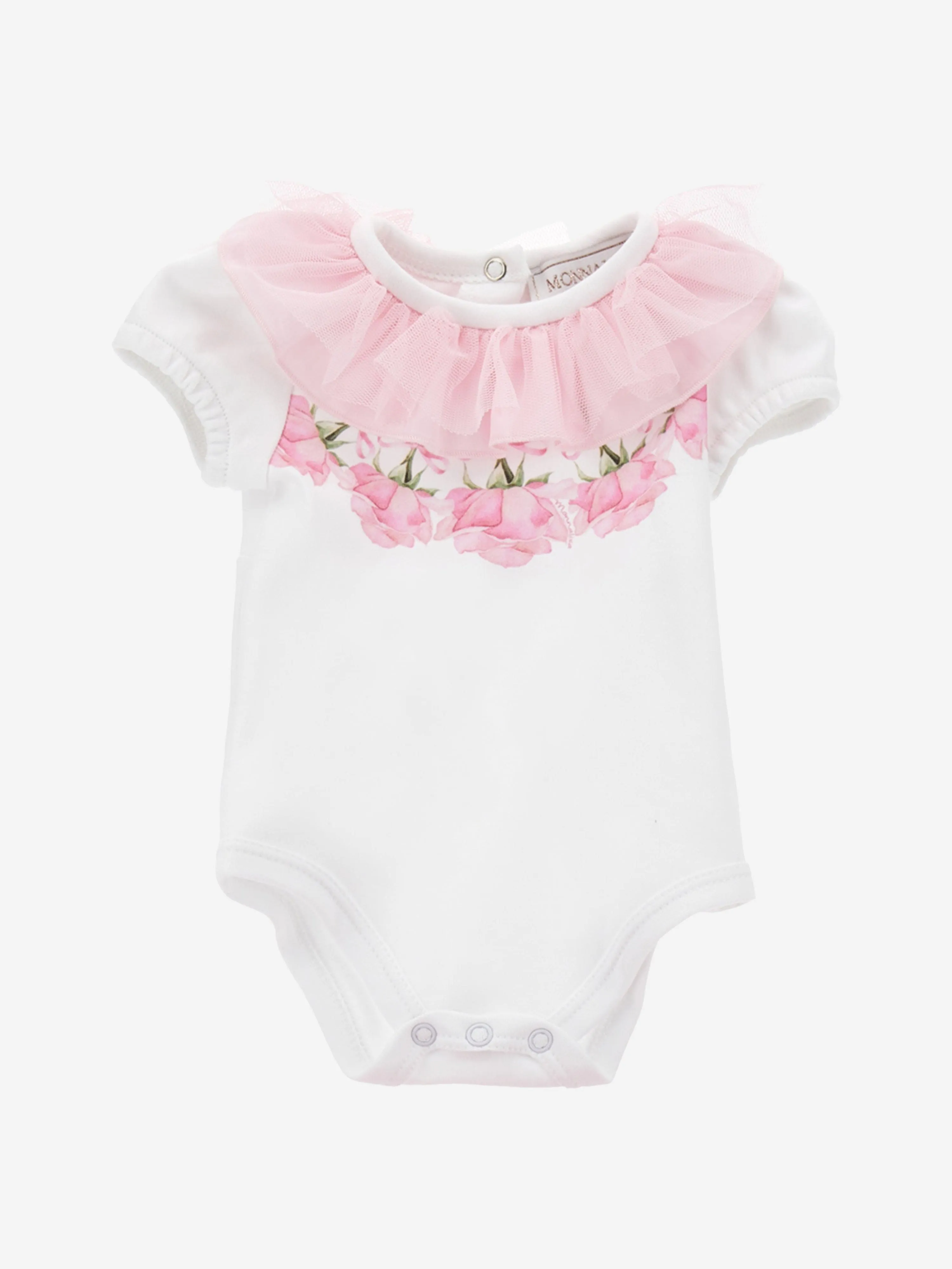 Monnalisa Baby Girls Rose Ruffle Skirt Set With Headband in Pink