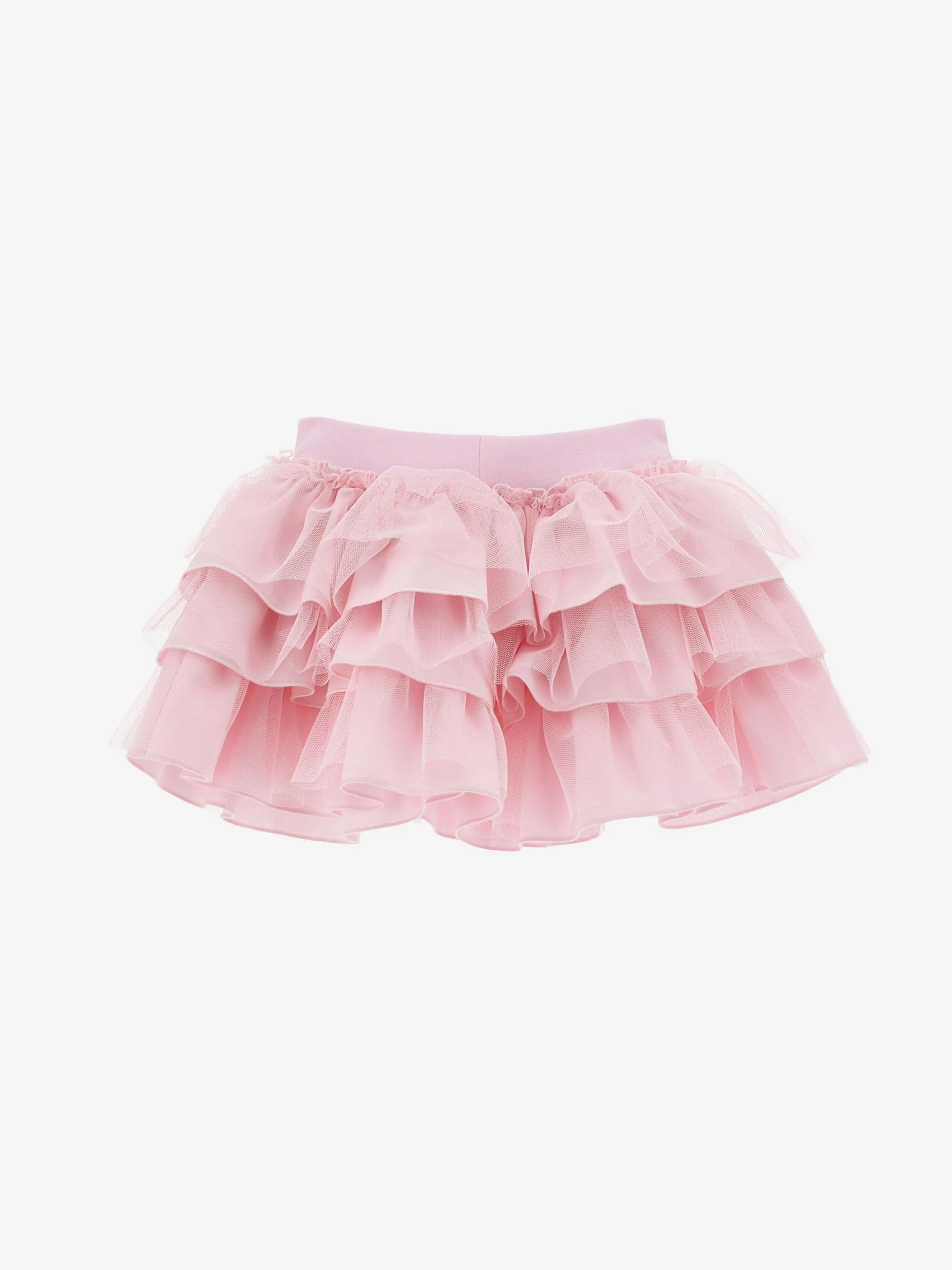 Monnalisa Baby Girls Rose Ruffle Skirt Set With Headband in Pink