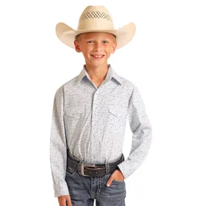 Panhandle Kid Blue & Grey Geo Print Long Sleeve