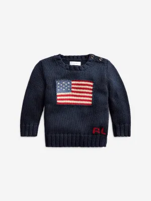 Ralph Lauren Baby Boys Cotton Flag Jumper in Navy