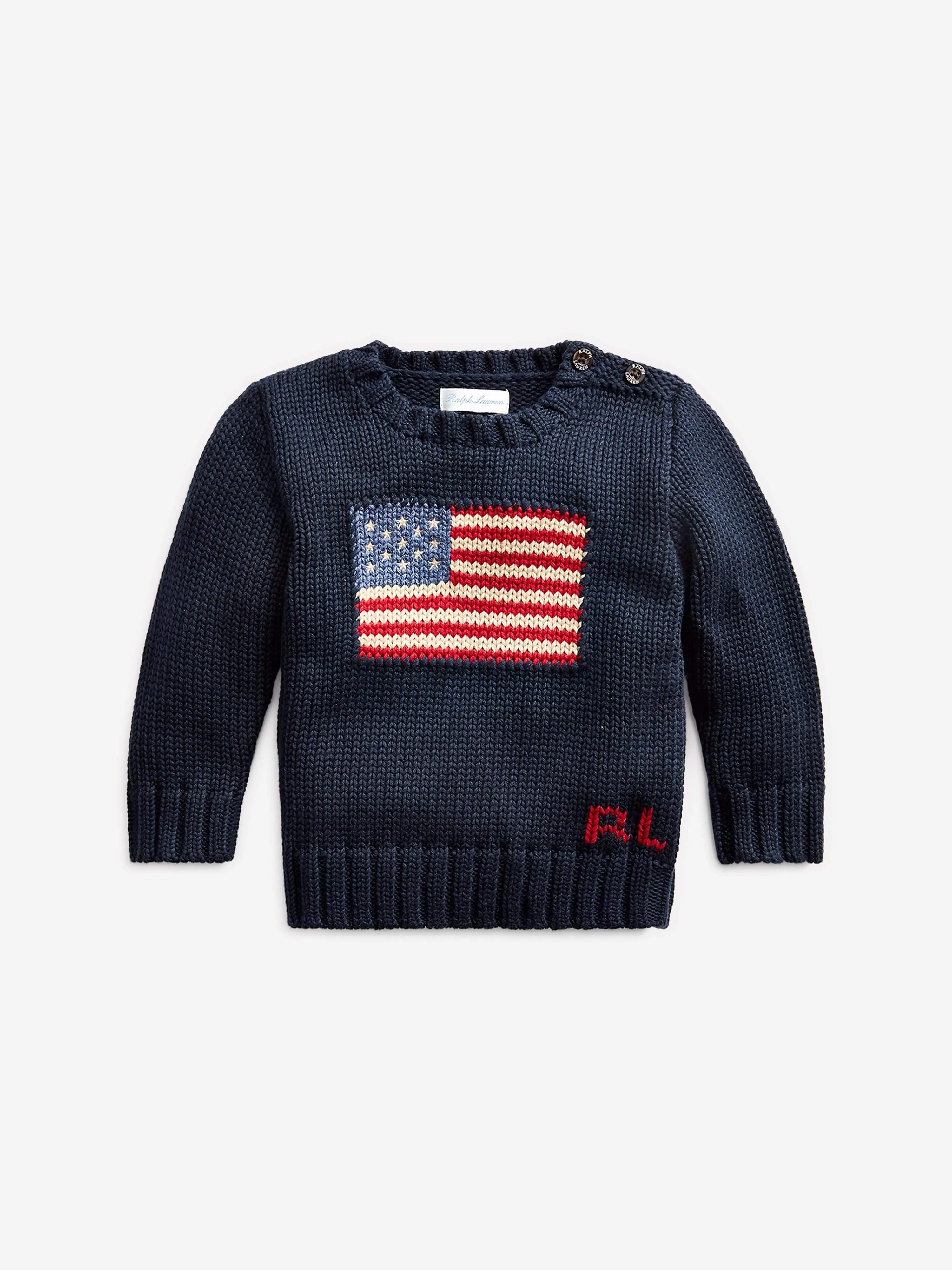 Ralph Lauren Baby Boys Cotton Flag Jumper in Navy