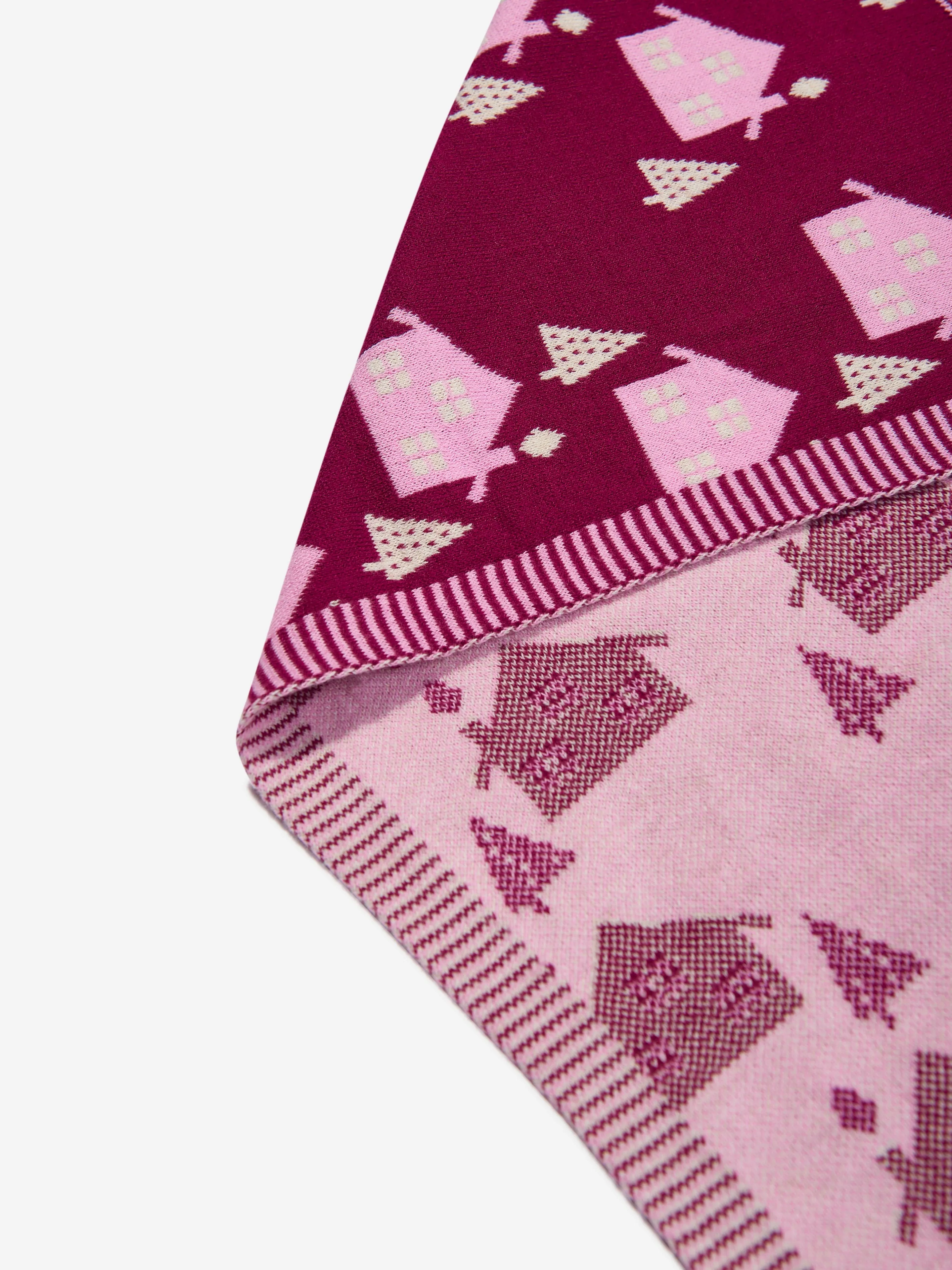 The Bonnie Mob Baby Girls Fawn Cabin Knit Shawl in Purple