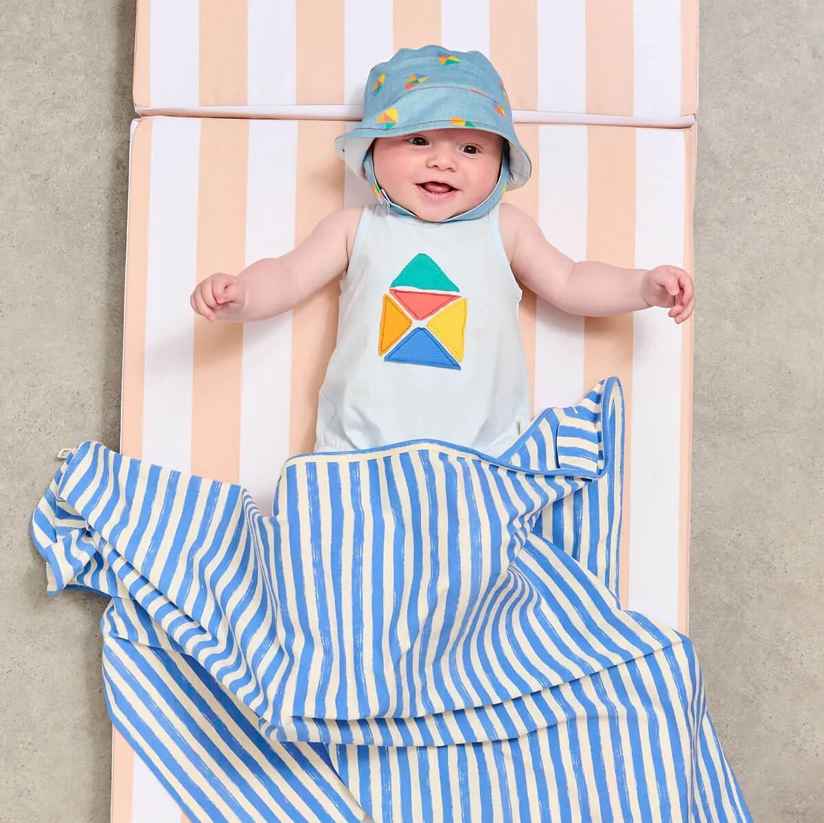The Bonnie Mob Girls Miso Beach Denim Sun Hat in Blue