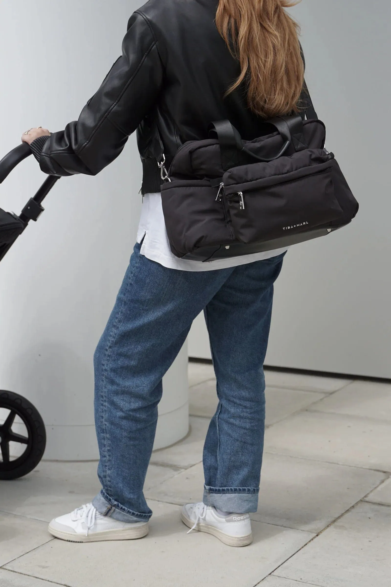 Tiba   Marl Baby Phoenix Changing Holdall Bag in Black (43cm)