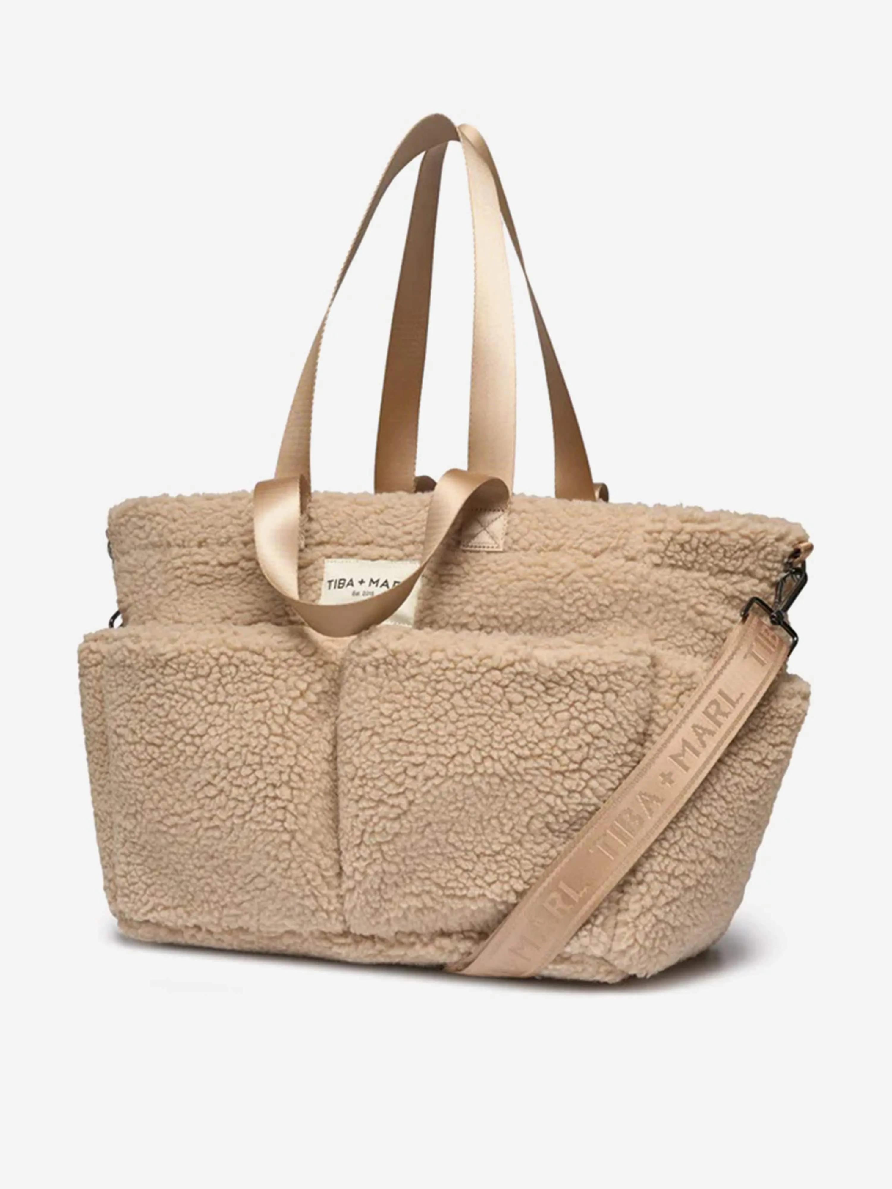 Tiba   Marl Baby The Tote Borg Fleece in Beige (30cm)