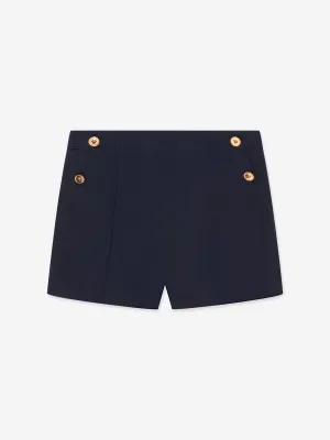 Versace Baby Girls Gabardine Shorts in Navy