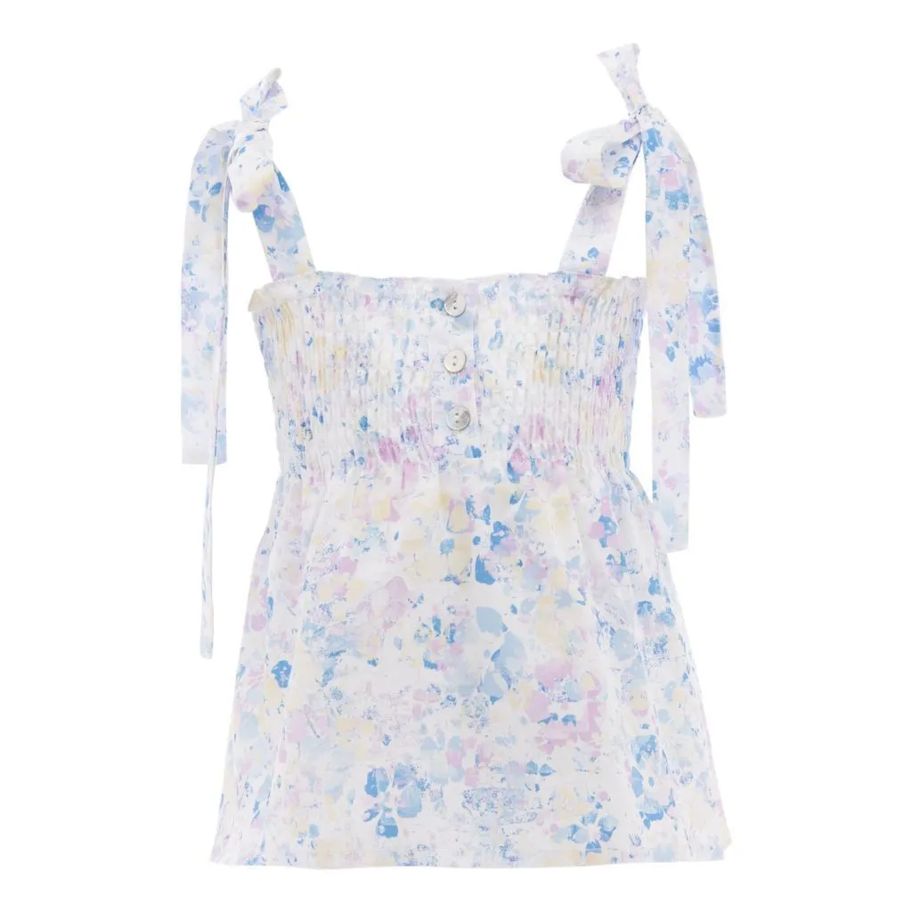 White Floral Summer Blouse
