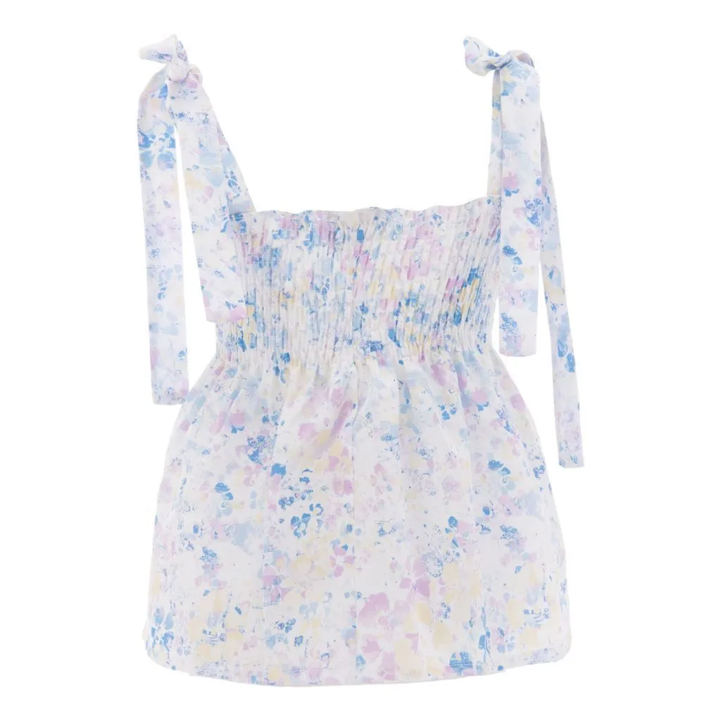 White Floral Summer Blouse