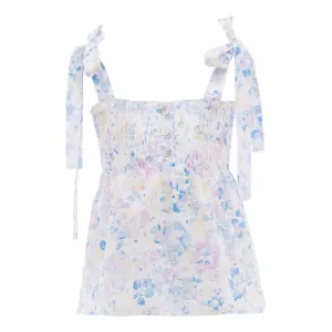 White Floral Summer Blouse