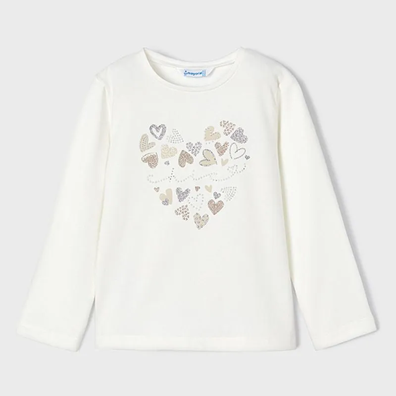 White Heart Applique T-Shirt