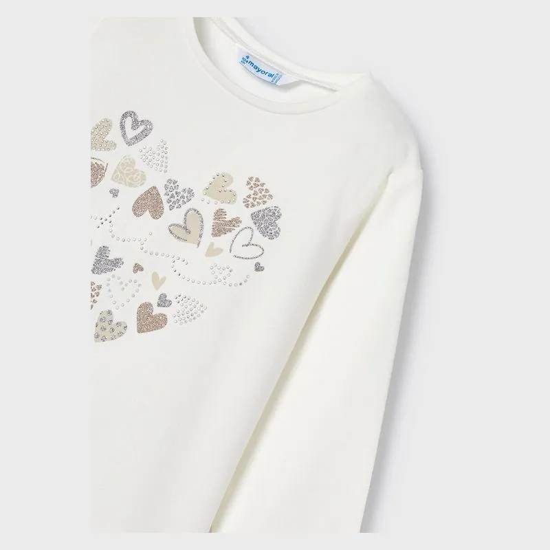 White Heart Applique T-Shirt